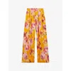 TED BAKER TED BAKER WOMEN'S ORANGE HITAKO WIDE-LEG HIGH-RISE WOVEN TROUSERS