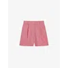 TED BAKER TED BAKER WOMEN'S PL-PINK HIROKOS PLEATED HIGH-RISE STRETCH-WOVEN SHORTS