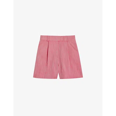 Ted Baker Womens Pl-pink Hirokos Pleated High-rise Stretch-woven Shorts