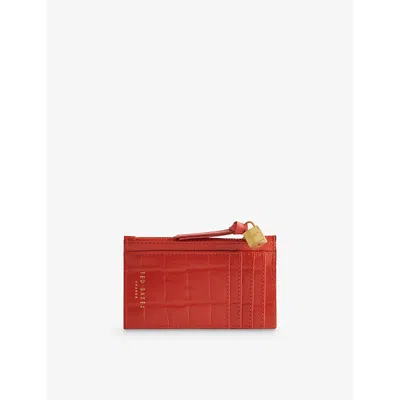 Ted Baker Womens Red Bromton Padlock-embellished Leather Card Holder
