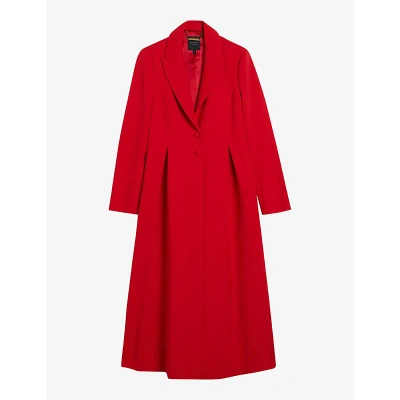 Ted Baker Womens Red Sarela Notch-lapel Peplum-hem Woven Coat