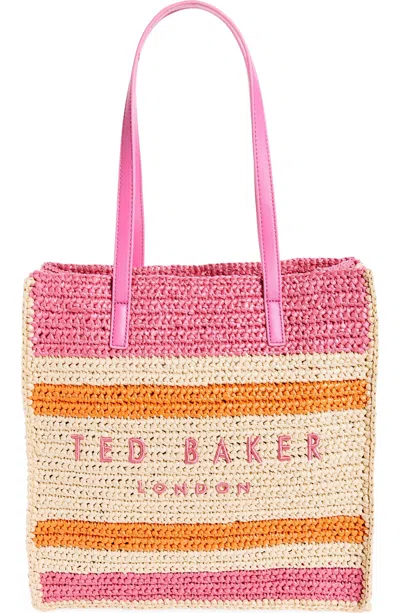 Ted Baker Women's Skye Raffia Striped Tote, Fuchsia In Pink