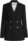 TED BAKER WOMEN SOLID BLACK LLAYLA DOUBLE BREASTED EMBOSSED BUTTON BLAZER JACKET