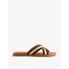 Ted Baker Womens Tan Ashika Branded-strap Flat Woven Sandals