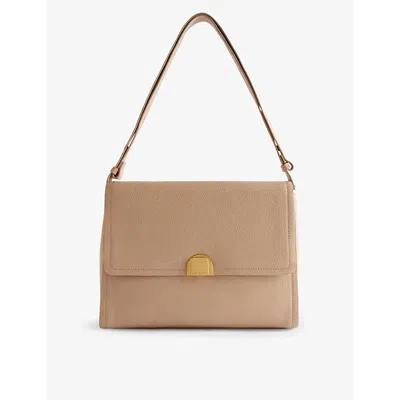 Ted Baker Womens Taupe Imilily Lock-embellished Leather Shoulder Bag In Brown