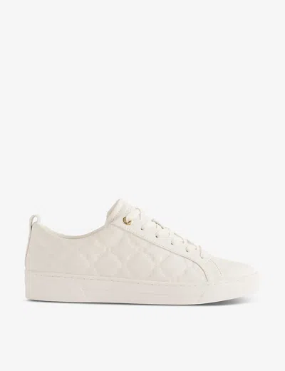 Ted Baker Womens White Maddisn Debossed Leather Low-top Trainers