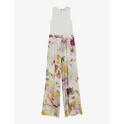 Ted Baker Womens White Tirsso Floral-print Sleeveless Stretch-woven Jumpsuit
