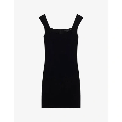 Ted Baker Womens Black Imojen Square-neck Slim-fit Stretch-knit Midi Dress