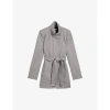Ted Baker Womens Grey Icombis Funnel-neck Wool-blend Coat