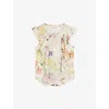 TED BAKER TED BAKER WOMEN'S WHITE MARETAA FRILLED-TRIM COTTON AND LINEN-BLEND TOP