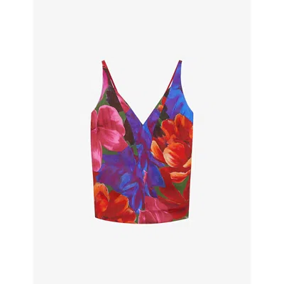 Ted Baker Womenscol Atheri Floral-print V-neck Woven Cami Top In Multicol