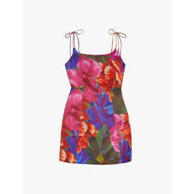Ted Baker Womenscol Jyneen Floral-print Woven Mini Dress In Multicol