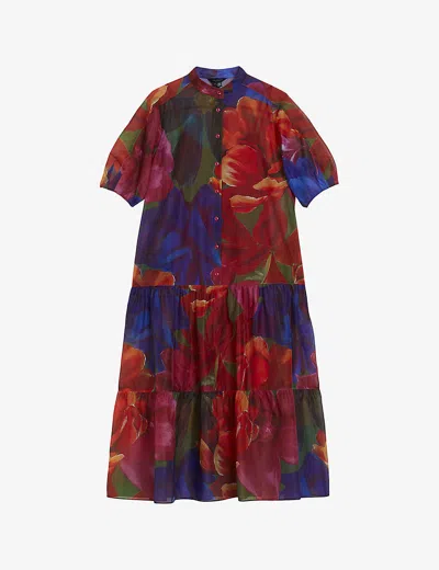 Ted Baker Womenscol Miru Floral-print Organza Midi Dress In Multicol