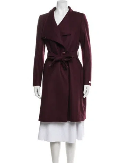 Pre-owned Ted Baker Wool Coat In Burgundy