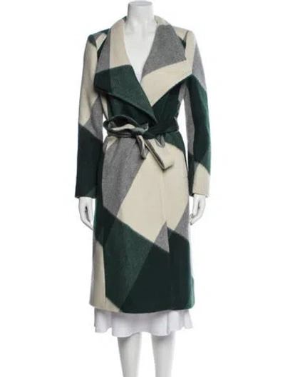 Pre-owned Ted Baker Wool Colorblock Pattern Coat In Green
