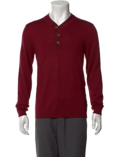 Pre-owned Ted Baker Wool Crew Neck Pullover In Burgundy/red