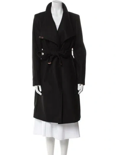Pre-owned Ted Baker Wool Faux Fur Coat In Black