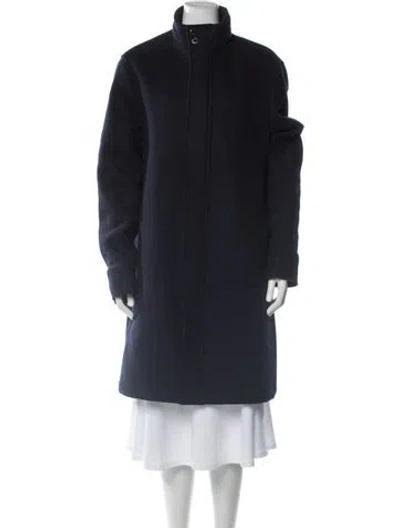 Pre-owned Ted Baker Wool Faux Fur Coat In Blue