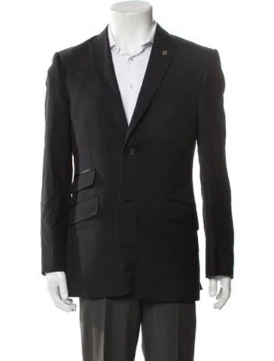 Pre-owned Ted Baker Wool Grosgrain Trim Blazer In Black