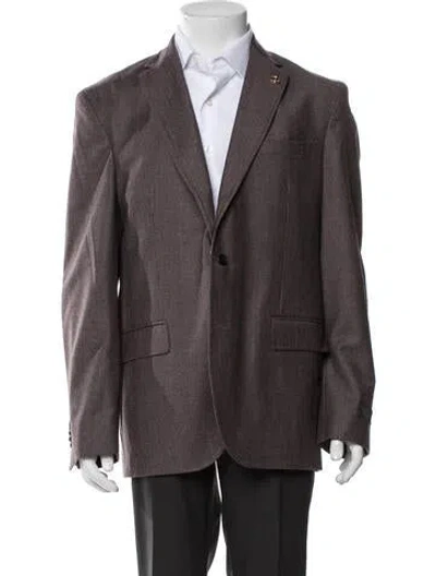 Pre-owned Ted Baker Wool Houndstooth Print Blazer In Brown
