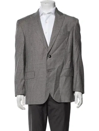 Pre-owned Ted Baker Wool Houndstooth Print Blazer In Neutrals