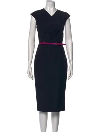 Pre-owned Ted Baker Wool Knee-length Dress In Blue