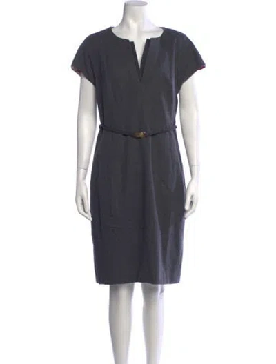 Pre-owned Ted Baker Wool Knee-length Dress In Grey