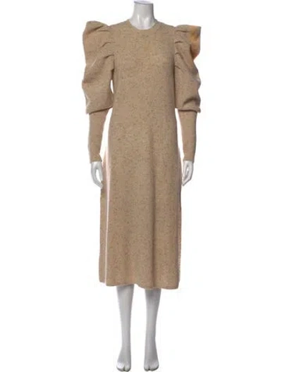 Pre-owned Ted Baker Wool Midi Length Dress In Neutral