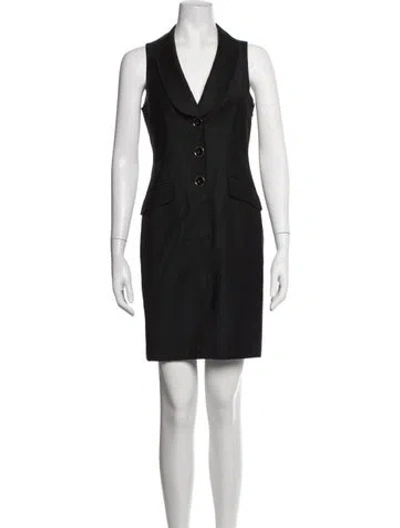 Pre-owned Ted Baker Wool Mini Dress In Black