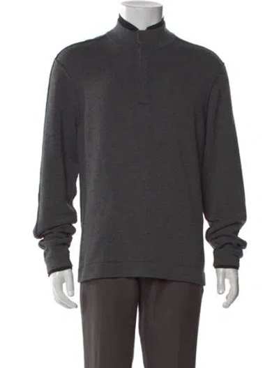 Pre-owned Ted Baker Wool Mock Neck Polo Sweater In Gray