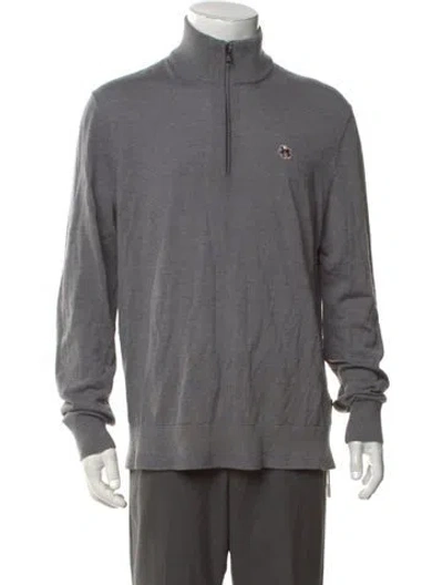 Pre-owned Ted Baker Wool Mock Neck Pullover In Green/grey