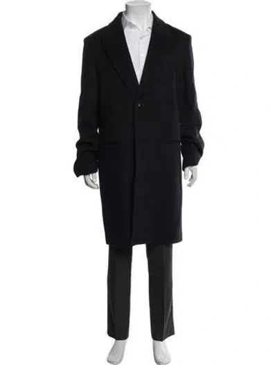 Pre-owned Ted Baker Wool Overcoat In Blue