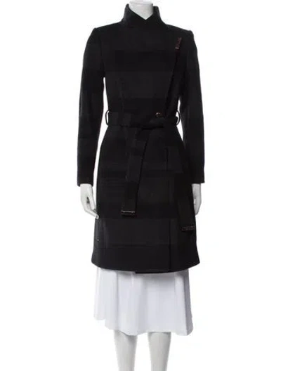 Pre-owned Ted Baker Wool Peacoat In Black