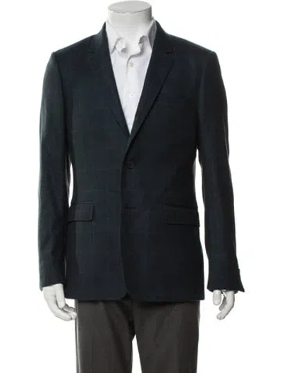 Pre-owned Ted Baker Wool Plaid Print Blazer In Blue