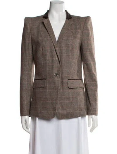 Pre-owned Ted Baker Wool Plaid Print Blazer In Brown
