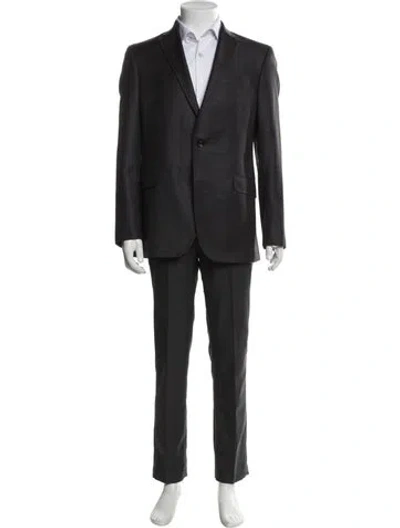 Pre-owned Ted Baker Wool Plaid Print Blazer In Gray