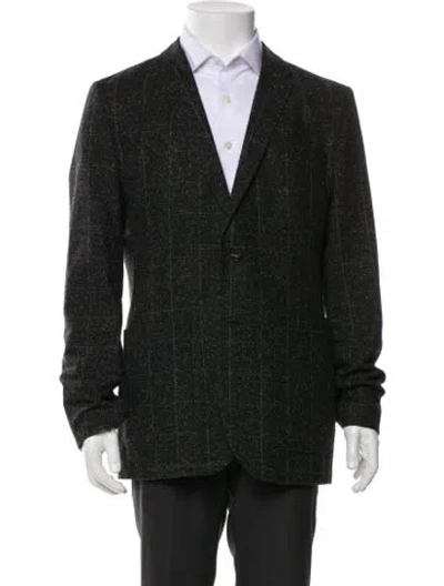 Pre-owned Ted Baker Wool Plaid Print Blazer In Gray