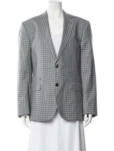 Pre-owned Ted Baker Wool Plaid Print Blazer In Gray