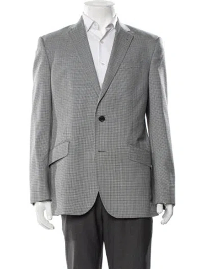 Pre-owned Ted Baker Wool Plaid Print Blazer In Grey
