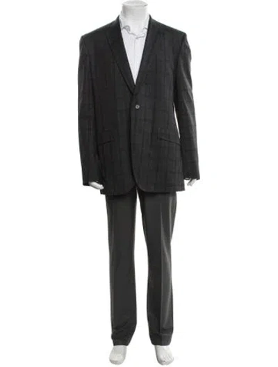 Pre-owned Ted Baker Wool Plaid Print Blazer In Grey