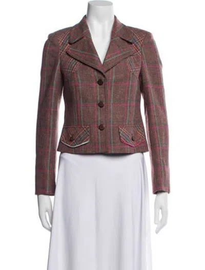 Pre-owned Ted Baker Wool Plaid Print Blazer In Multicolor