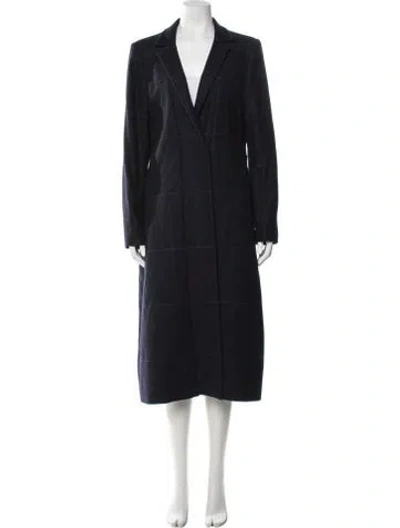 Pre-owned Ted Baker Wool Plaid Print Coat In Blue