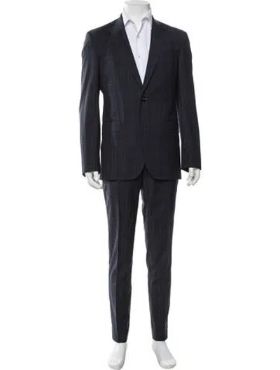 Pre-owned Ted Baker Wool Plaid Print Two-piece Suit In Blue