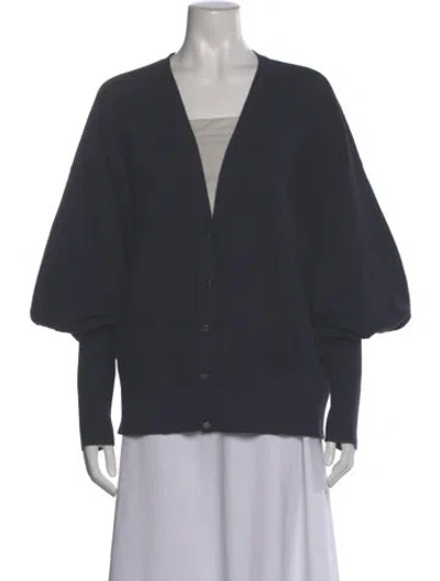 Pre-owned Ted Baker Wool Plunge Neckline Sweater In Blue