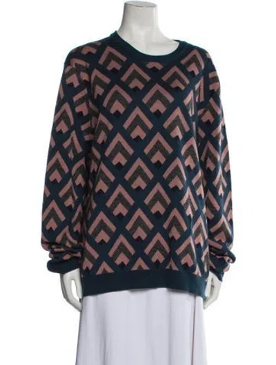 Pre-owned Ted Baker Wool Printed Sweater In Blue