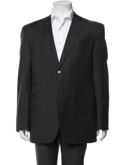 Pre-owned Ted Baker Wool Striped Blazer In Black