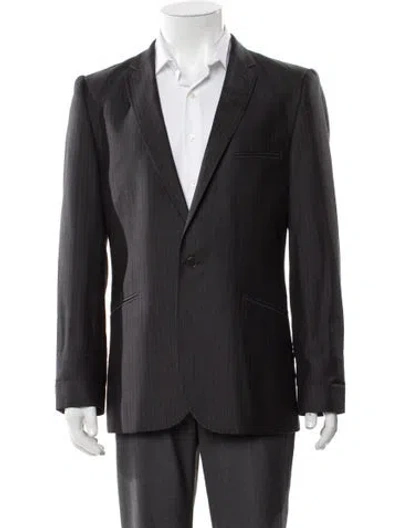 Pre-owned Ted Baker Wool Striped Blazer In Gray