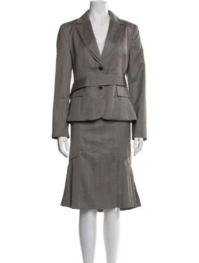 Pre-owned Ted Baker Wool Striped Skirt Set W/ Tags In Gray