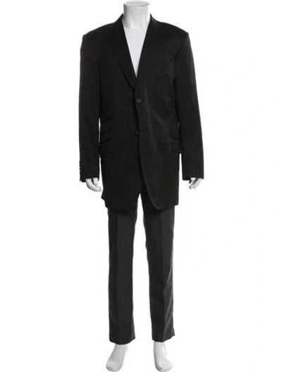 Pre-owned Ted Baker Wool Striped Two-piece Suit In Brown