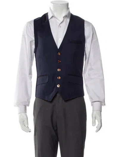 Pre-owned Ted Baker Wool Suit Vest In Blue